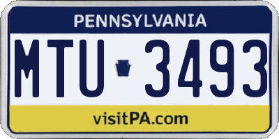PA license plate MTU3493