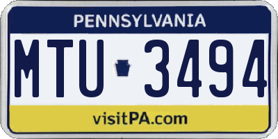 PA license plate MTU3494