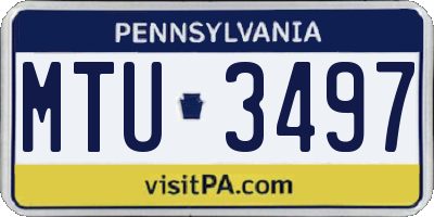 PA license plate MTU3497