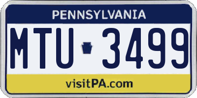 PA license plate MTU3499