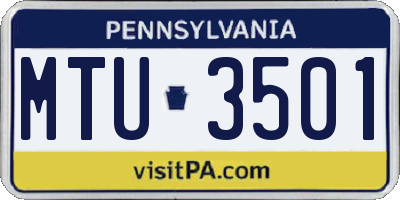 PA license plate MTU3501
