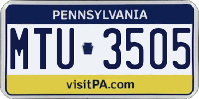 PA license plate MTU3505
