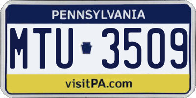 PA license plate MTU3509