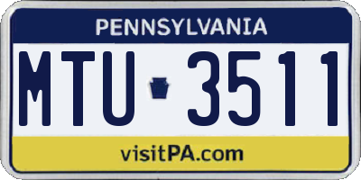 PA license plate MTU3511