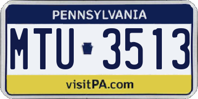 PA license plate MTU3513