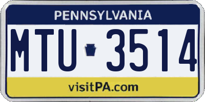 PA license plate MTU3514