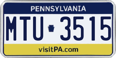 PA license plate MTU3515