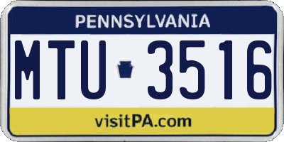 PA license plate MTU3516