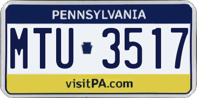PA license plate MTU3517