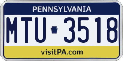 PA license plate MTU3518