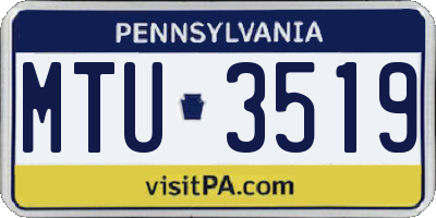 PA license plate MTU3519