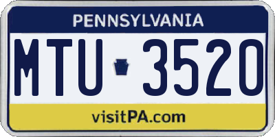 PA license plate MTU3520
