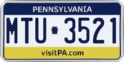 PA license plate MTU3521