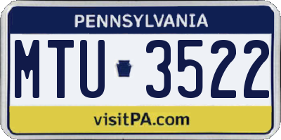 PA license plate MTU3522