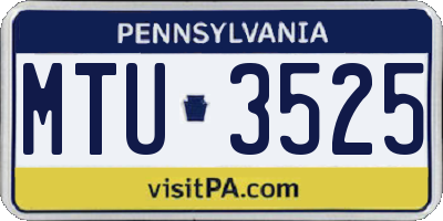 PA license plate MTU3525
