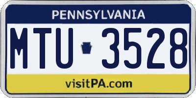 PA license plate MTU3528