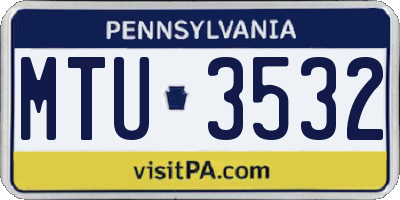 PA license plate MTU3532
