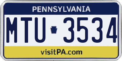 PA license plate MTU3534