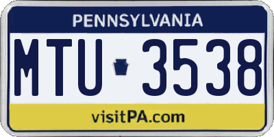 PA license plate MTU3538