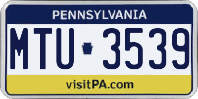 PA license plate MTU3539