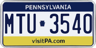 PA license plate MTU3540