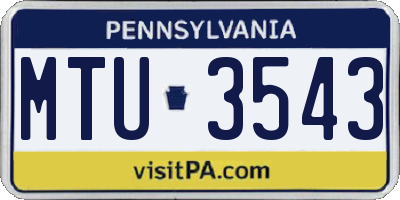 PA license plate MTU3543