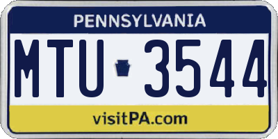 PA license plate MTU3544