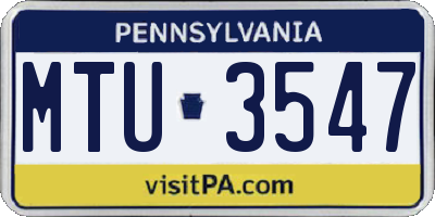 PA license plate MTU3547