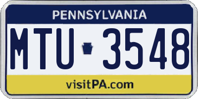 PA license plate MTU3548