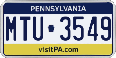 PA license plate MTU3549