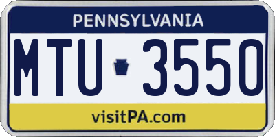 PA license plate MTU3550