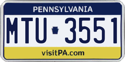 PA license plate MTU3551