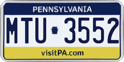 PA license plate MTU3552