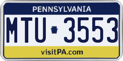 PA license plate MTU3553