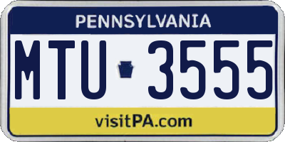 PA license plate MTU3555