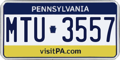 PA license plate MTU3557