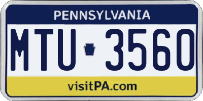 PA license plate MTU3560