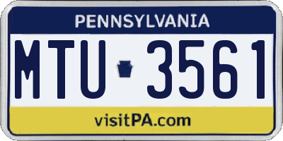 PA license plate MTU3561