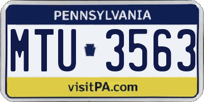 PA license plate MTU3563