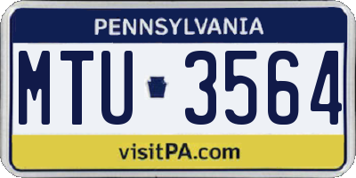 PA license plate MTU3564