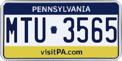 PA license plate MTU3565