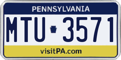 PA license plate MTU3571
