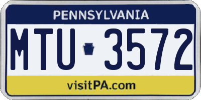 PA license plate MTU3572
