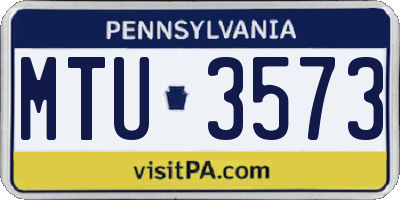 PA license plate MTU3573