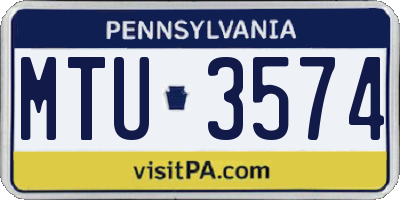 PA license plate MTU3574