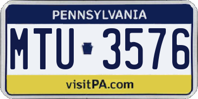 PA license plate MTU3576