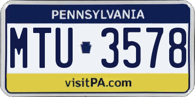 PA license plate MTU3578