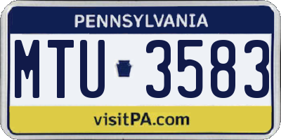 PA license plate MTU3583