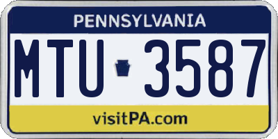 PA license plate MTU3587