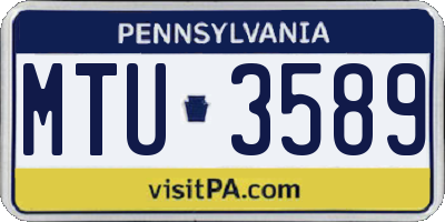 PA license plate MTU3589